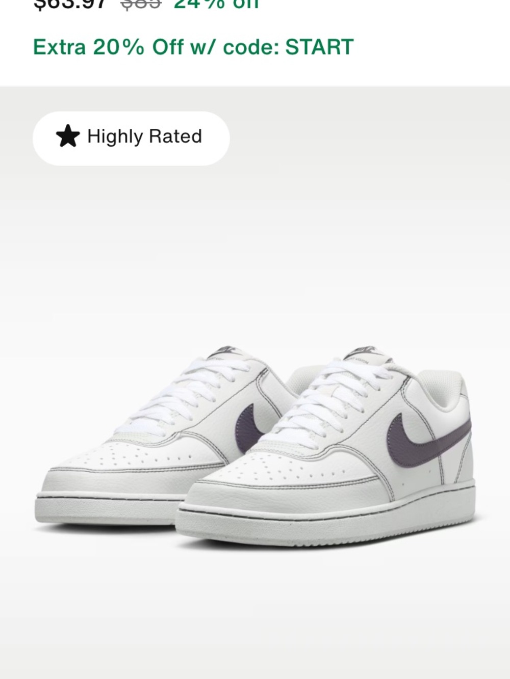 Nike Court Vision Low White Sneakers with brown  Swoosh